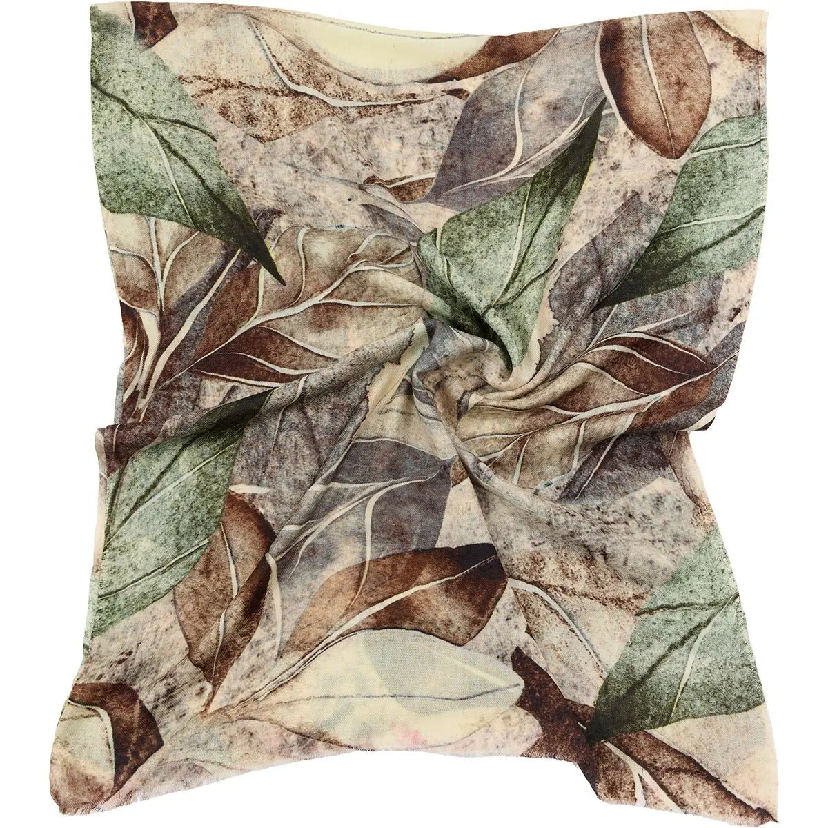 Spring Leaves Wool Scarf, Brown/ Olive - Dyrberg/Kern NZ