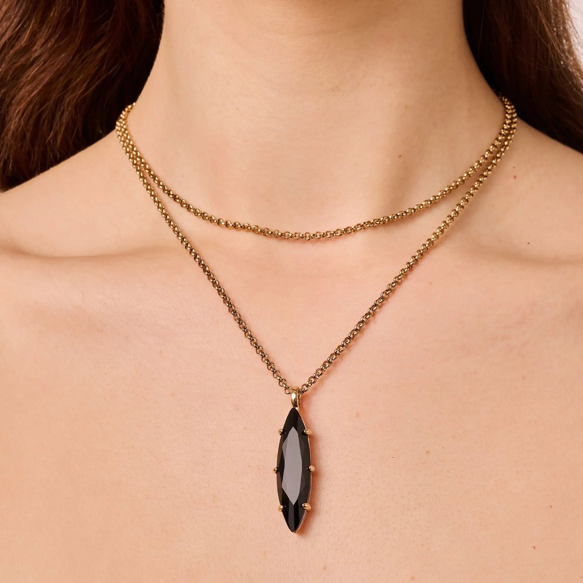 Takeshi Gold Necklace - Black - Dyrberg/Kern NZ