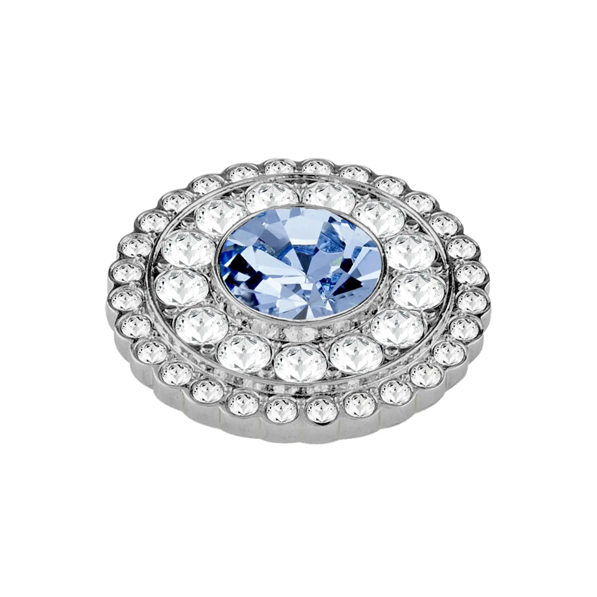 Value Shiny Silver Interchangeable Ring Topper - Light Blue / Crystal - Dyrberg/Kern NZ
