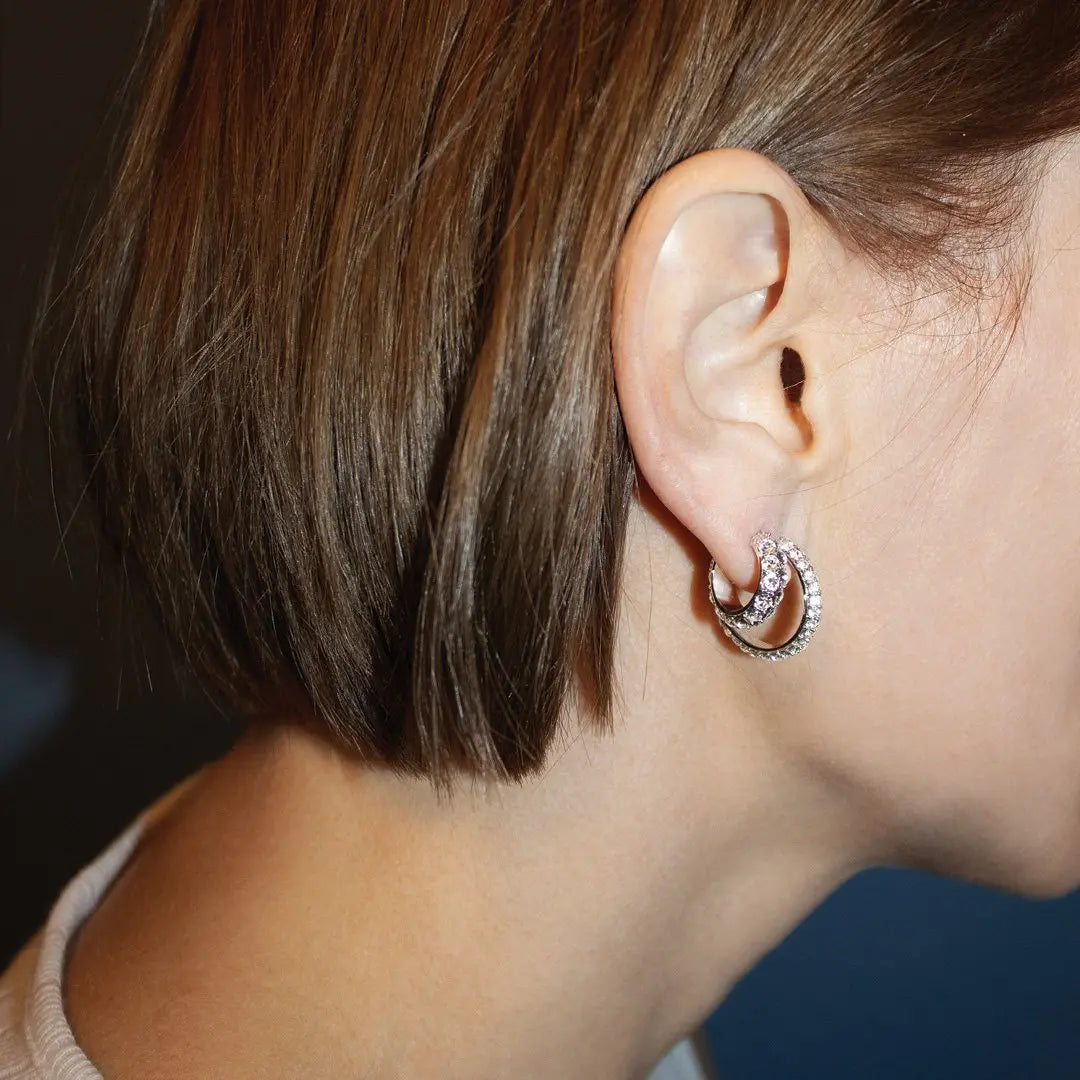 Hosta Shiny Silver Hoop Earrings - Dyrberg/Kern NZ