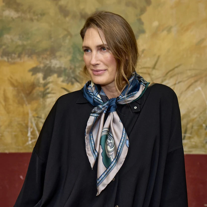 Royal Paisley Silk Scarf - Blue