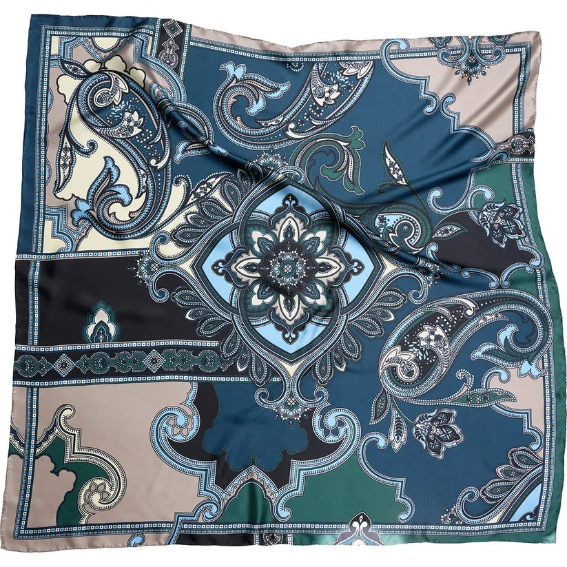 Royal Paisley Silk Scarf - Blue