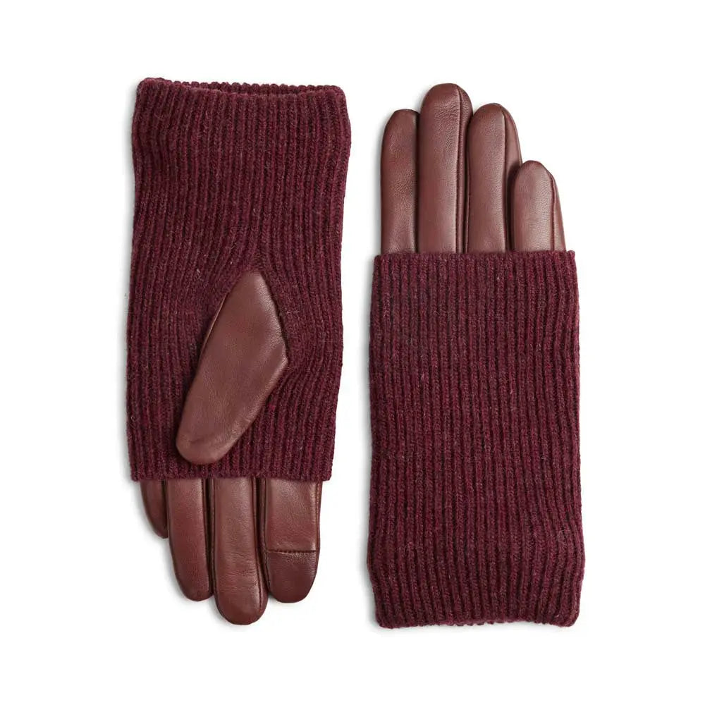 Helly Glove, Cognac with Burgundy Markberg