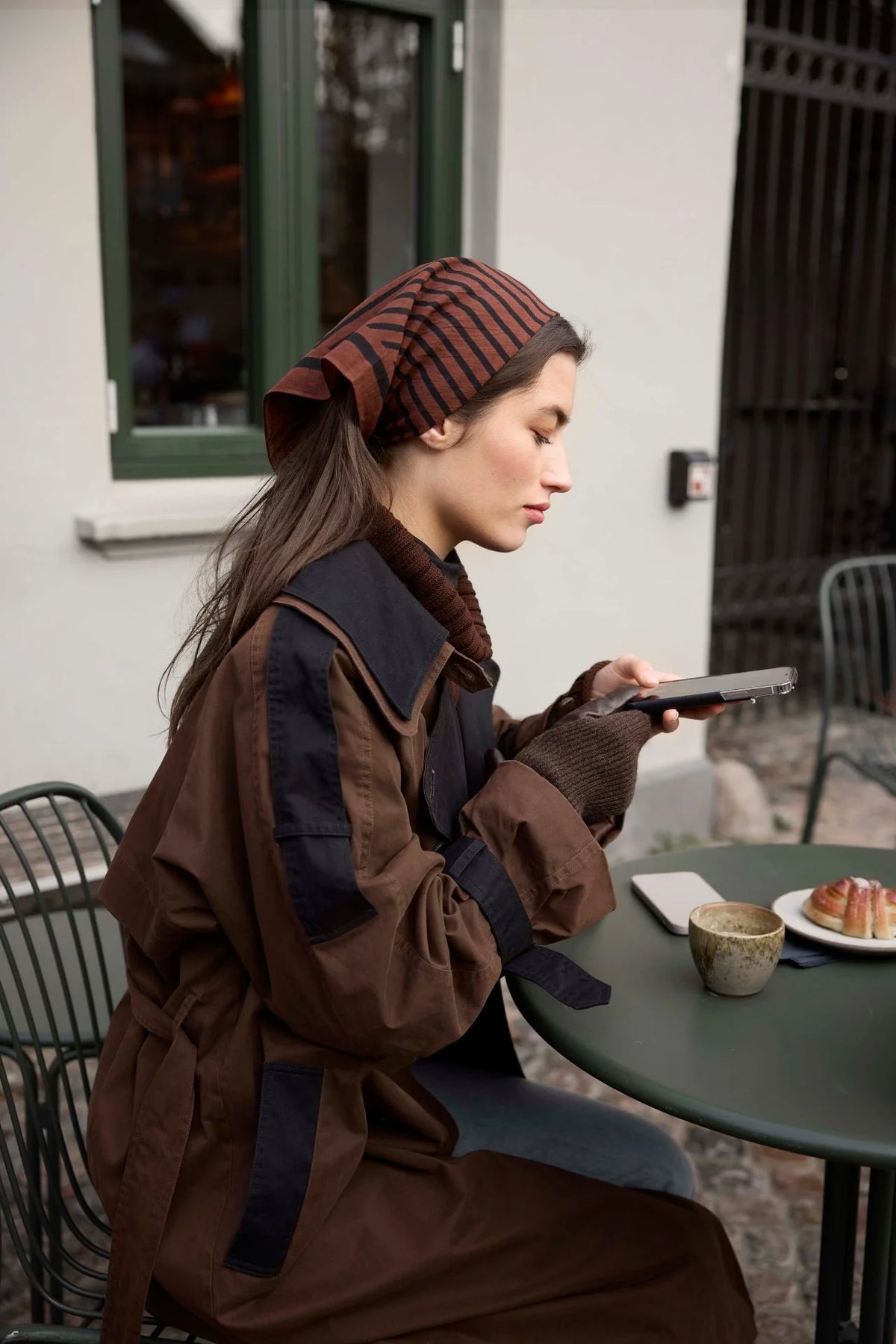 Kyoto Scarf - Stripe, Brown w/Black
