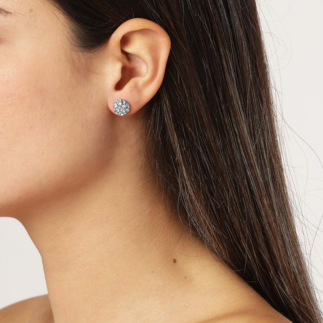 Blais Shiny Silver Earrings, Crystal Ab