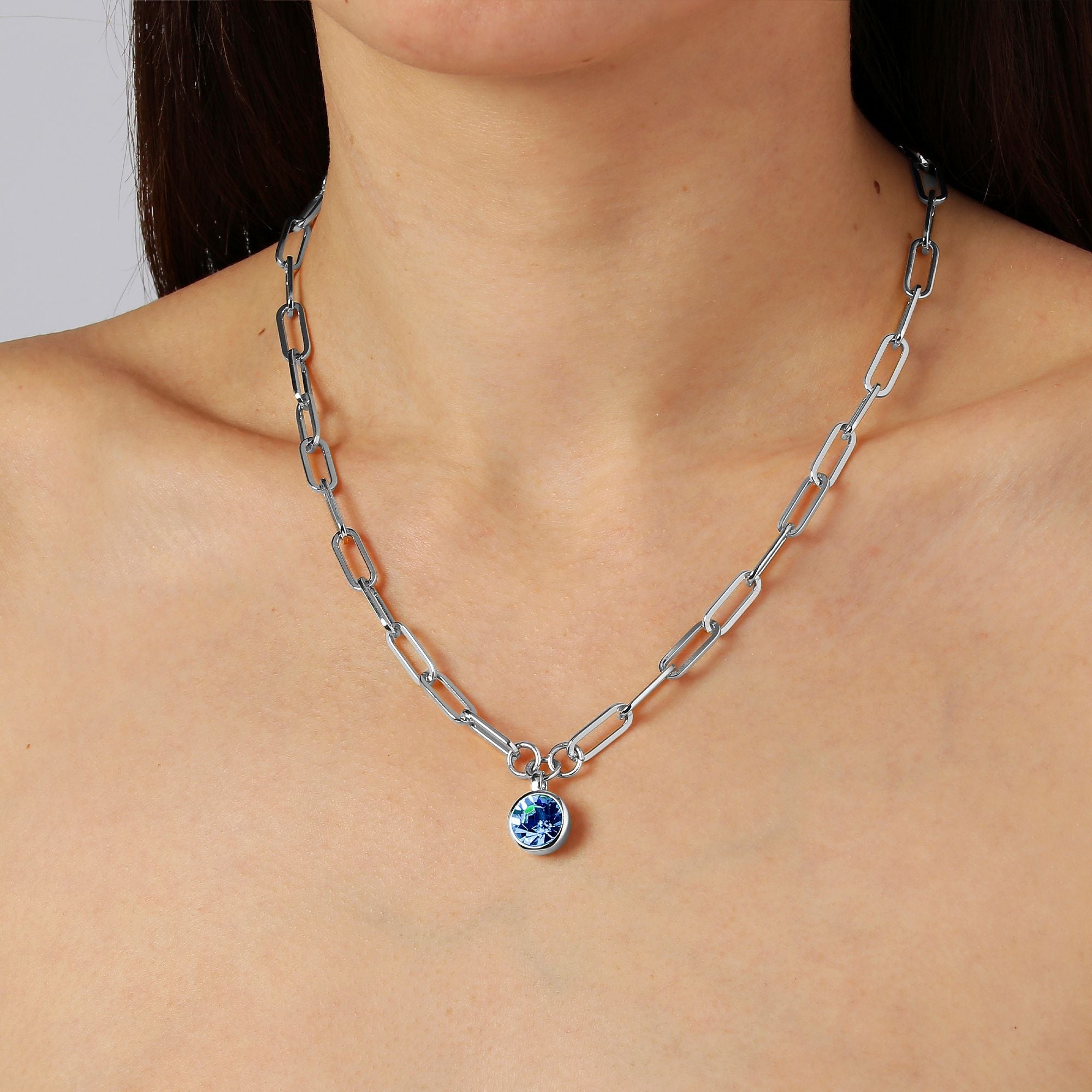 Lisanna Shiny Silver Necklace - Light Blue Dyrberg/Kern NZ
