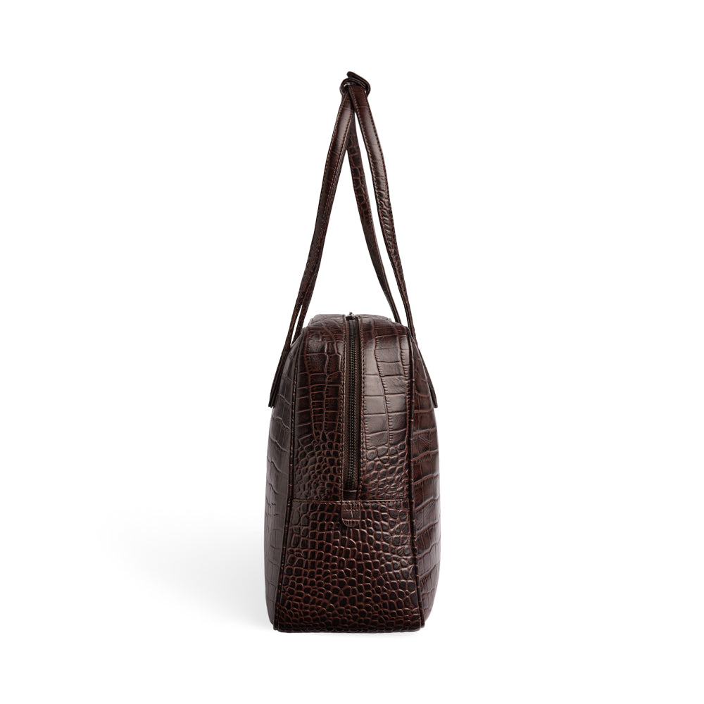 Elara Work Bag, Croco - Espresso