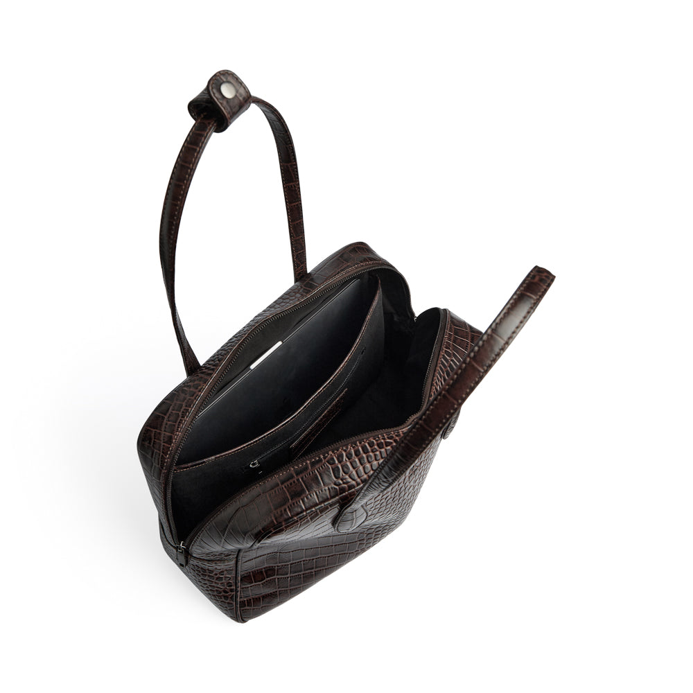 Elara Work Bag, Croco - Espresso