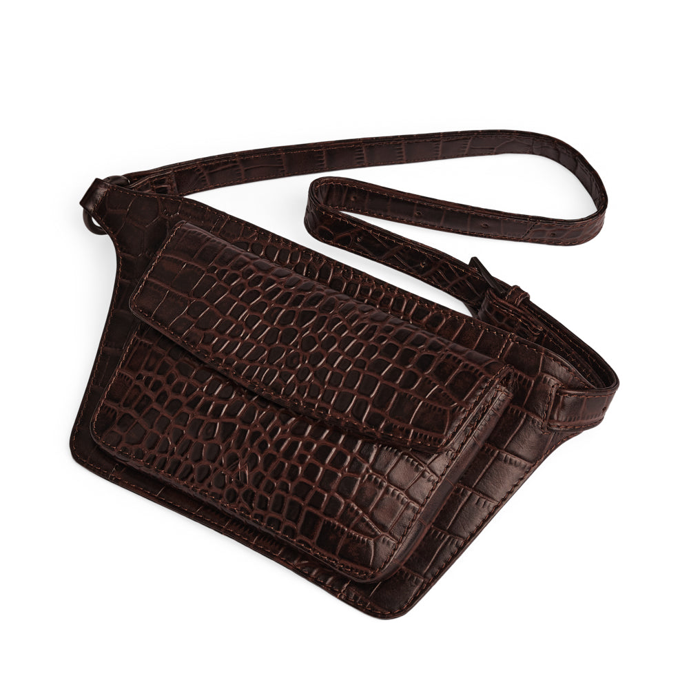 Zaya Belt Bag, Croco - Espresso