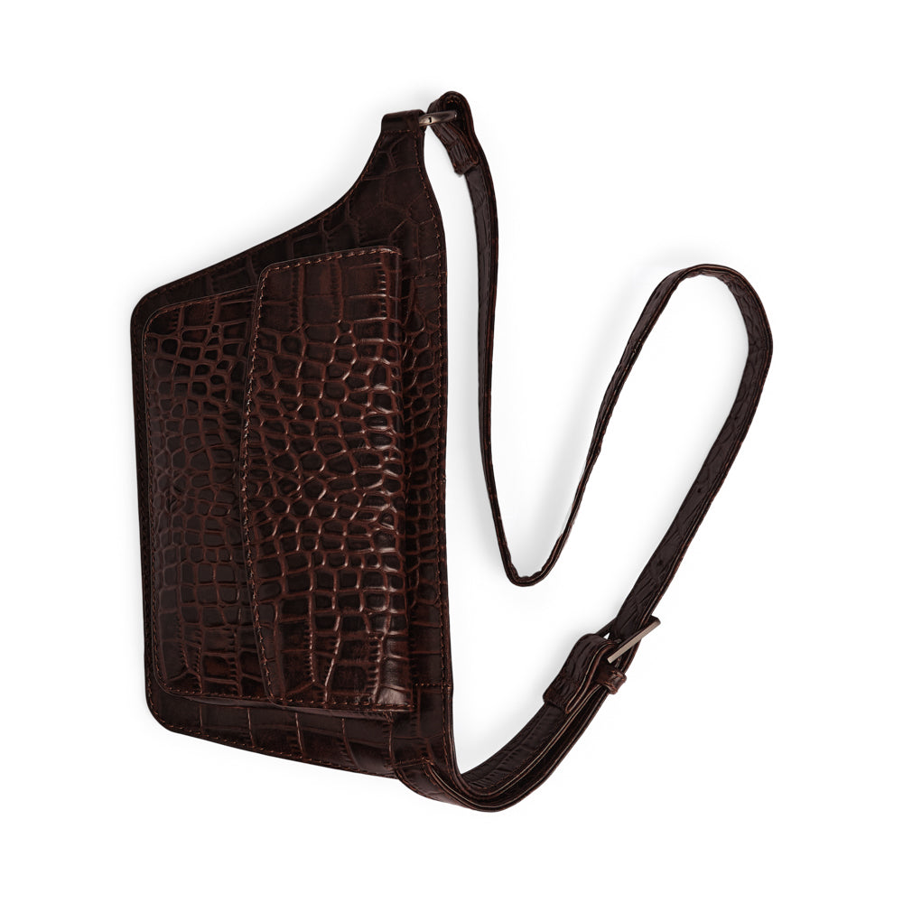 Zaya Belt Bag, Croco - Espresso