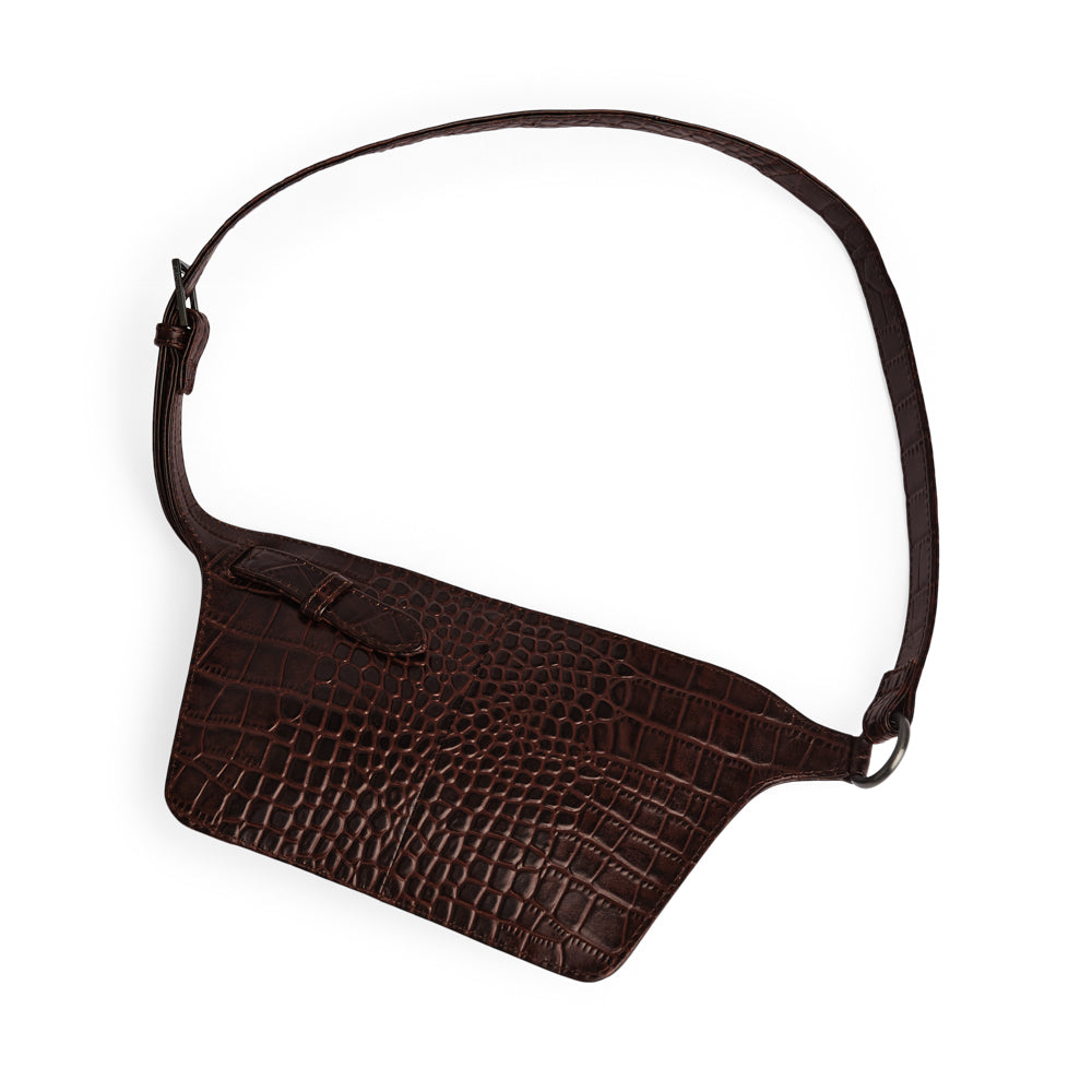 Zaya Belt Bag, Croco - Espresso