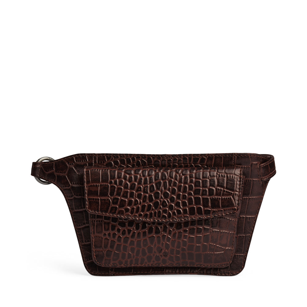 Zaya Belt Bag, Croco - Espresso
