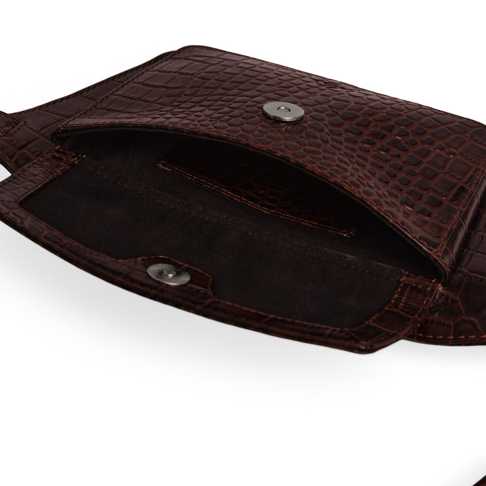 Zaya Belt Bag, Croco - Espresso