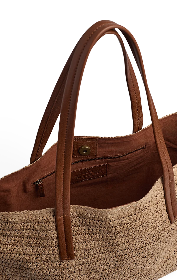 Avani Shopper, Raffa - Natural with Cognac