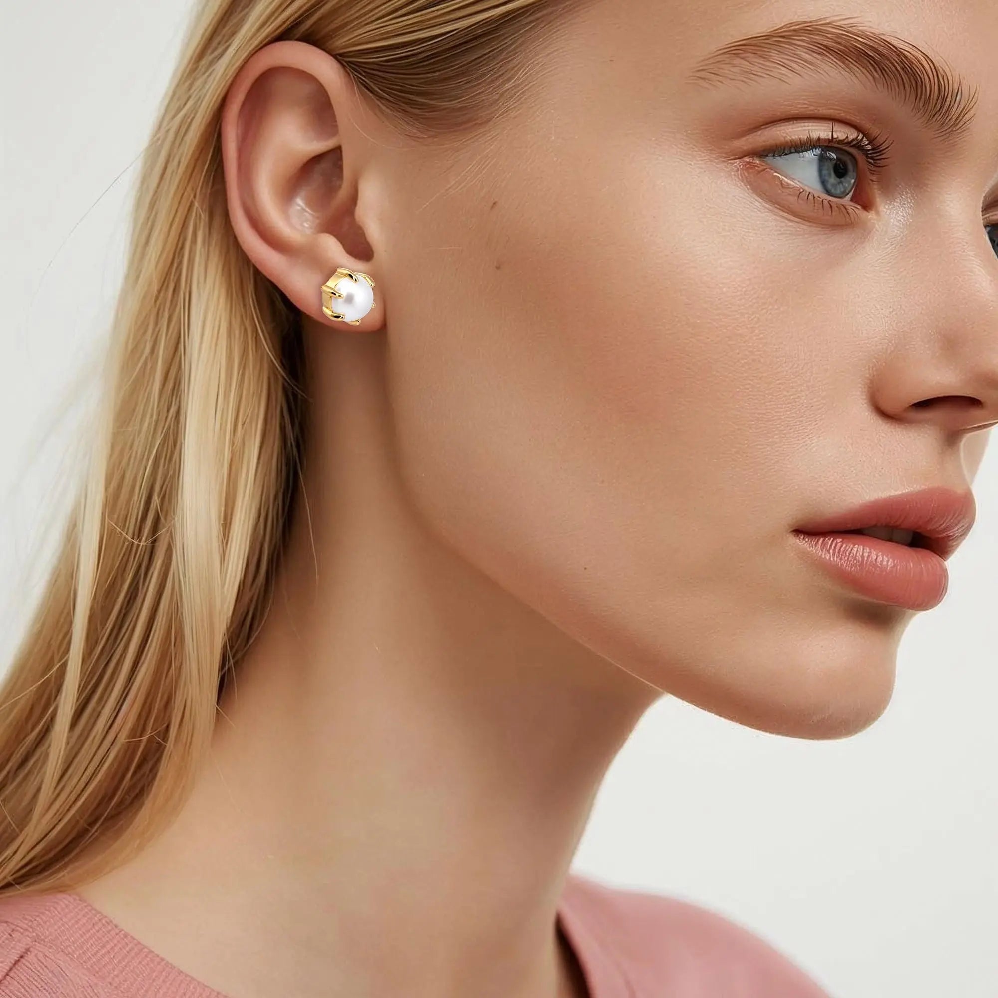 Craze Gold Stud Earrings, White Pearl Dyrberg/Kern NZ