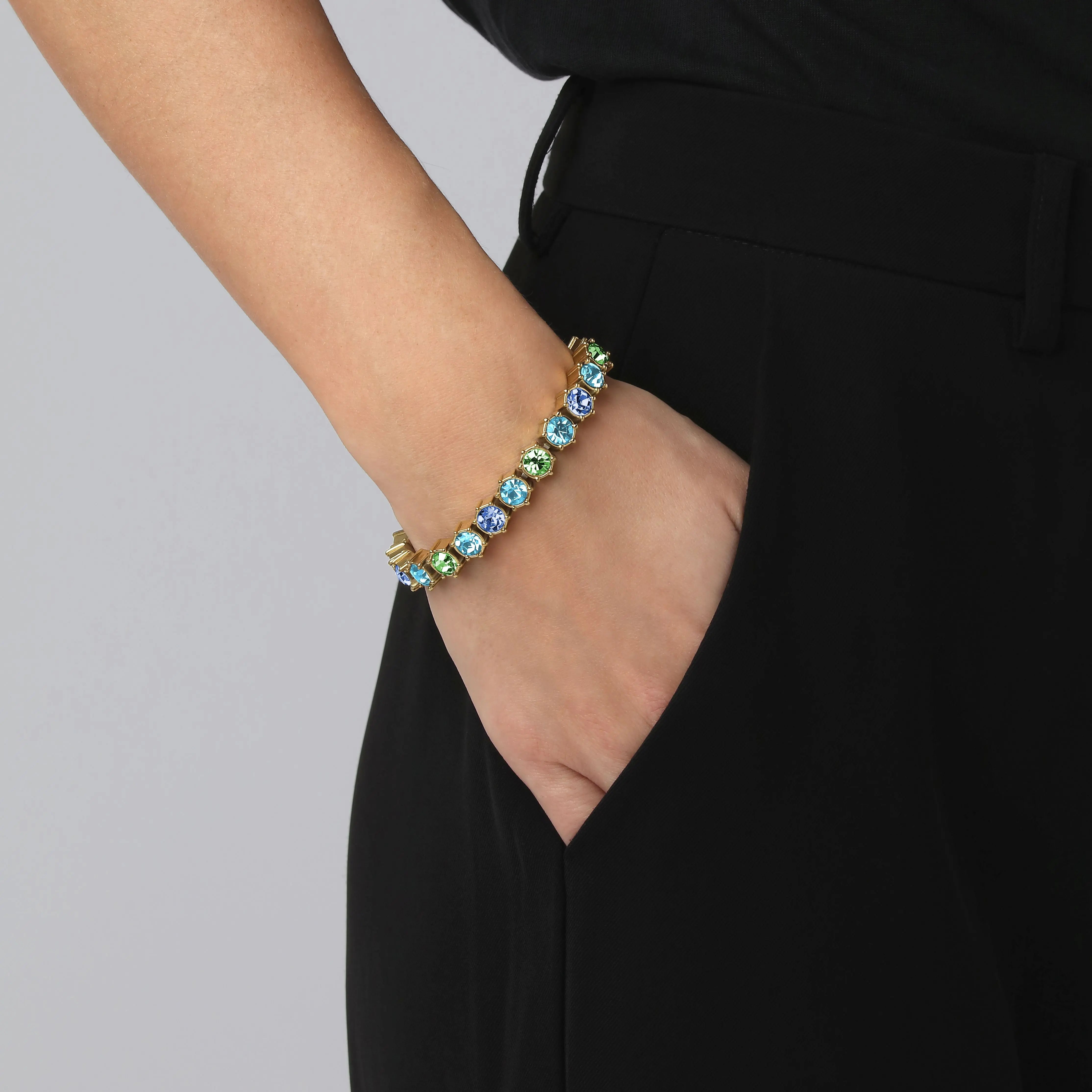 Courage Gold Tennis Bracelet, Aqua Mix Dyrberg/Kern NZ