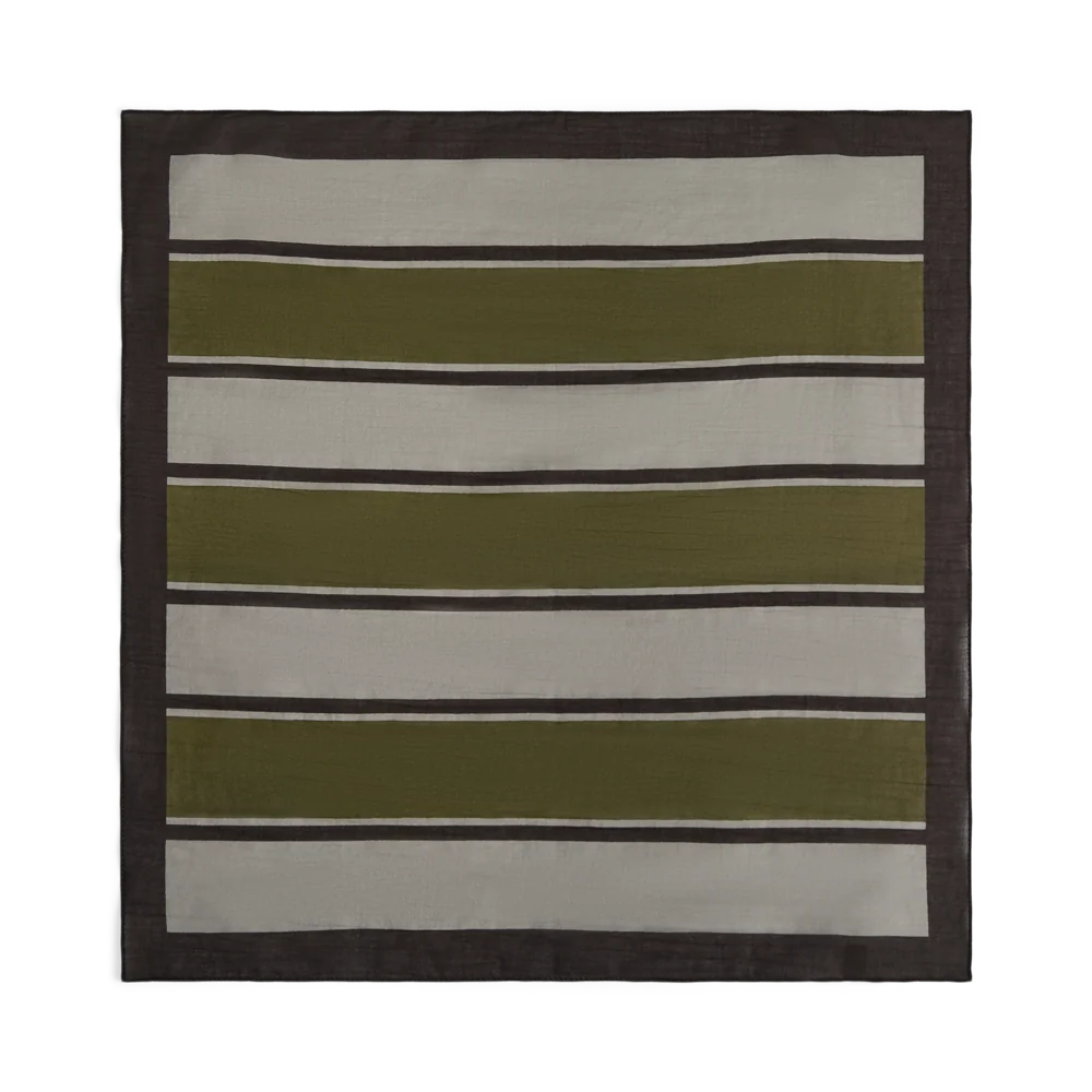 Kyoto Scarf, Stripe - Ivy Green with Grey