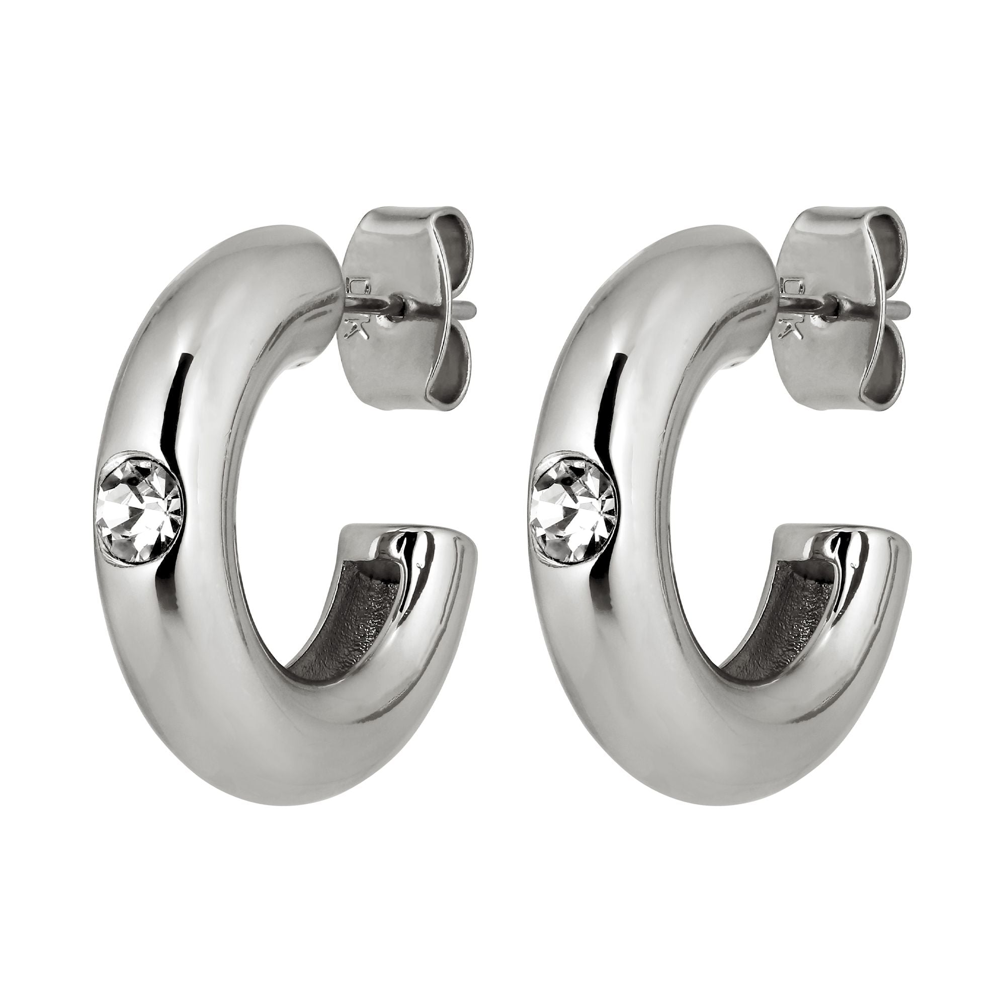 Adame Shiny Silver Earrings, Clear Crystal