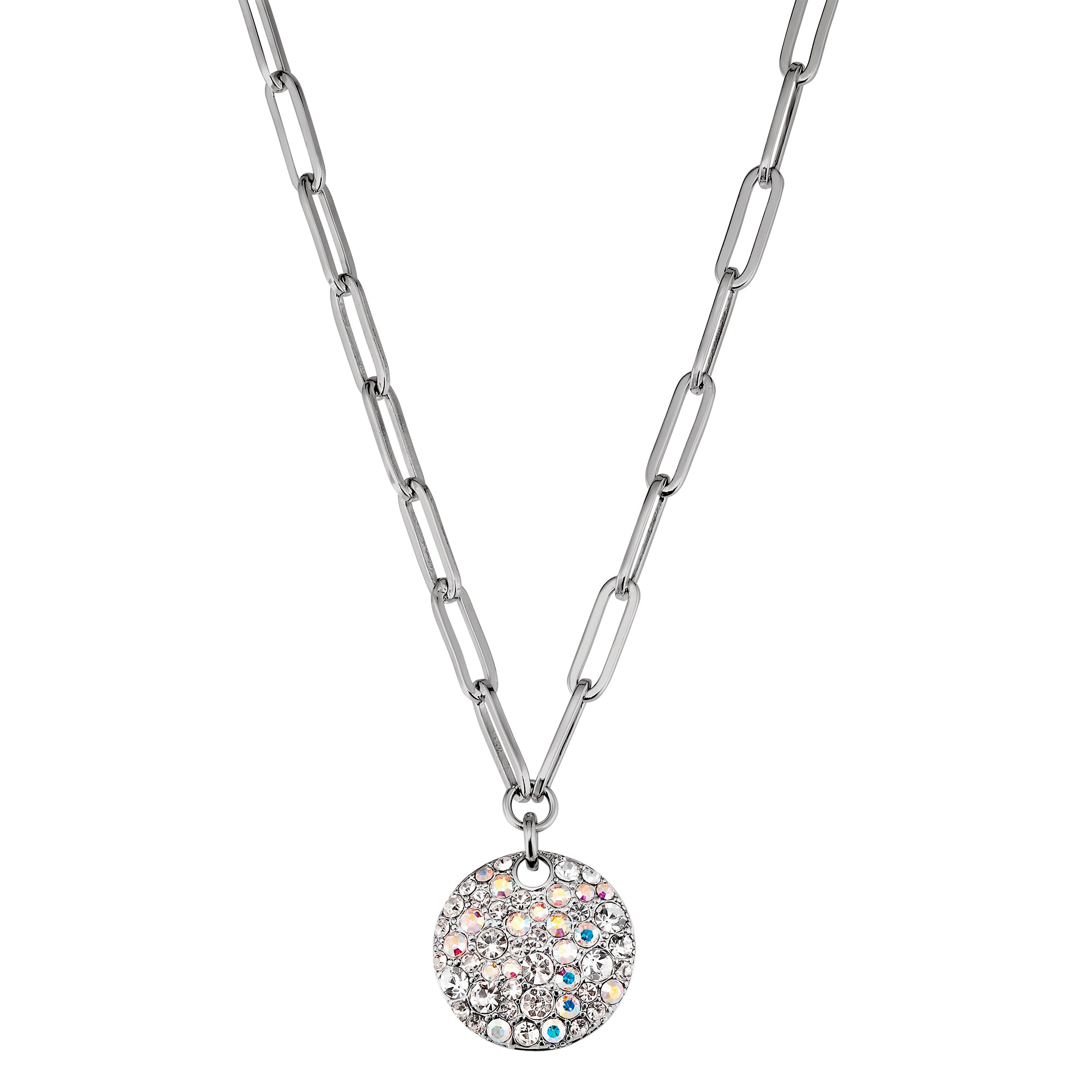 Amara Shiny Silver Necklace, Crystal Ab