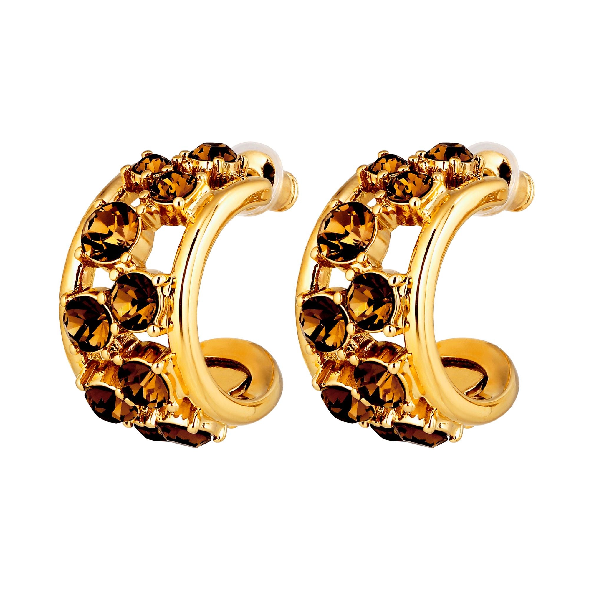Astor Gold Hoop Earrings, Brown