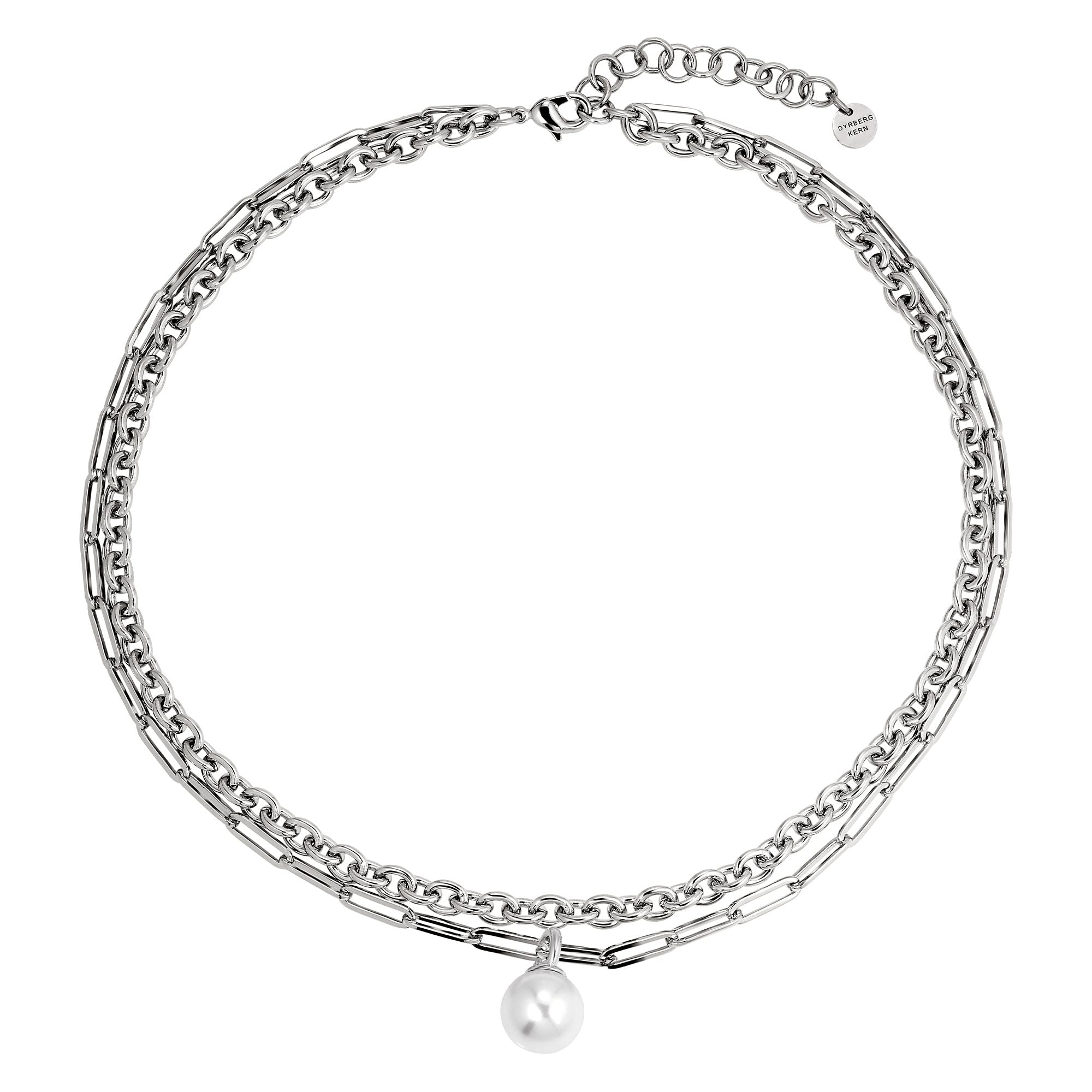 Aurelia Shiny Silver Necklace - White Pearl