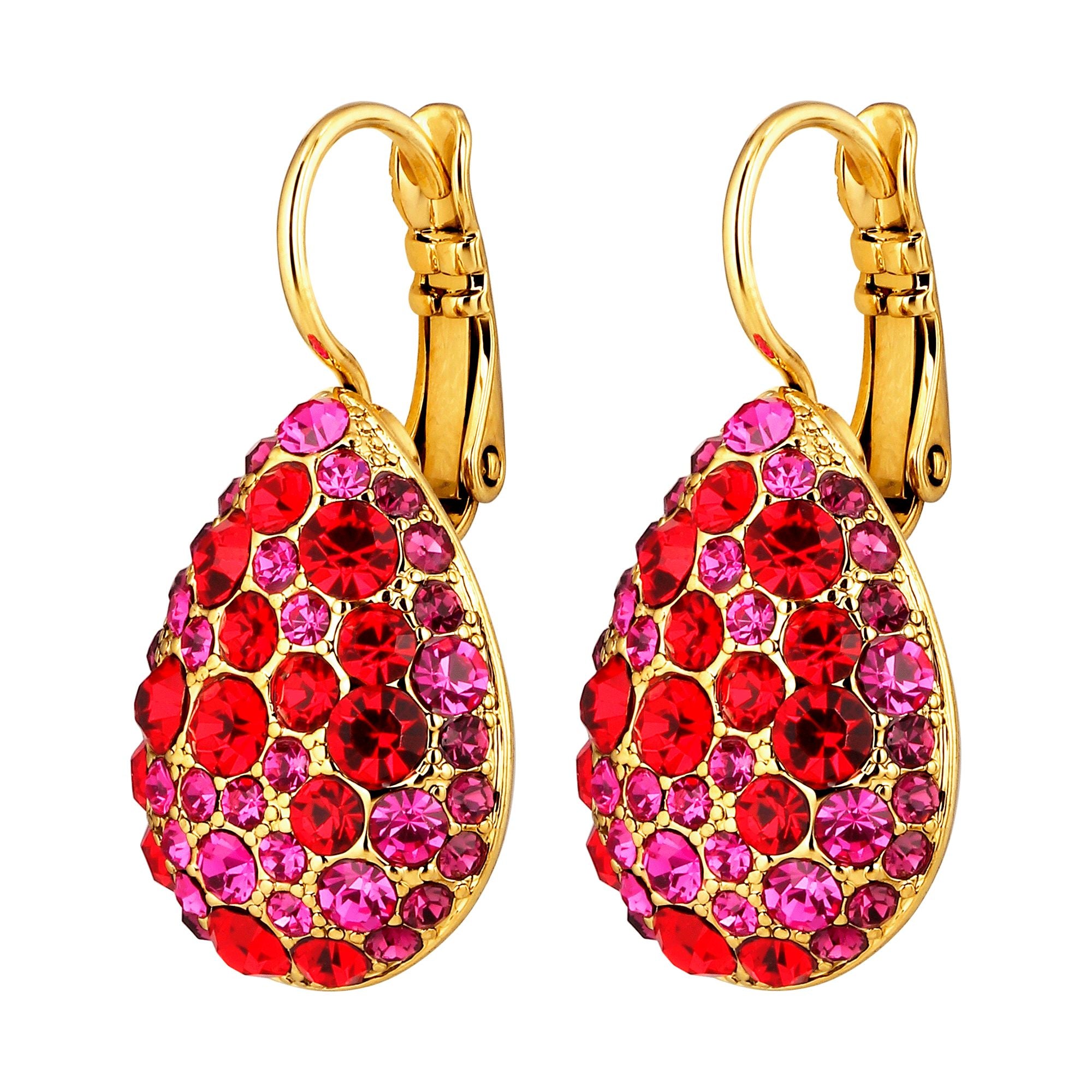 Betta Gold Earrings, Red Mix