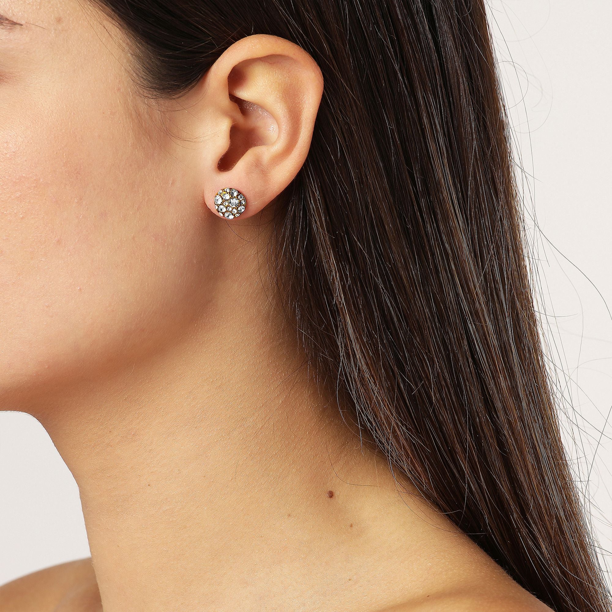 Blais Gold Earrings, Black Mix