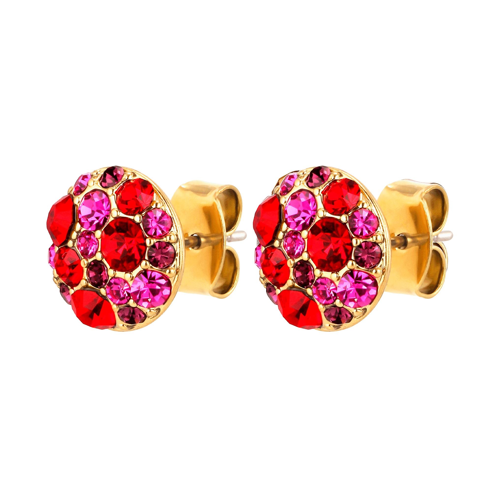 Blais Gold Earrings, Red Mix