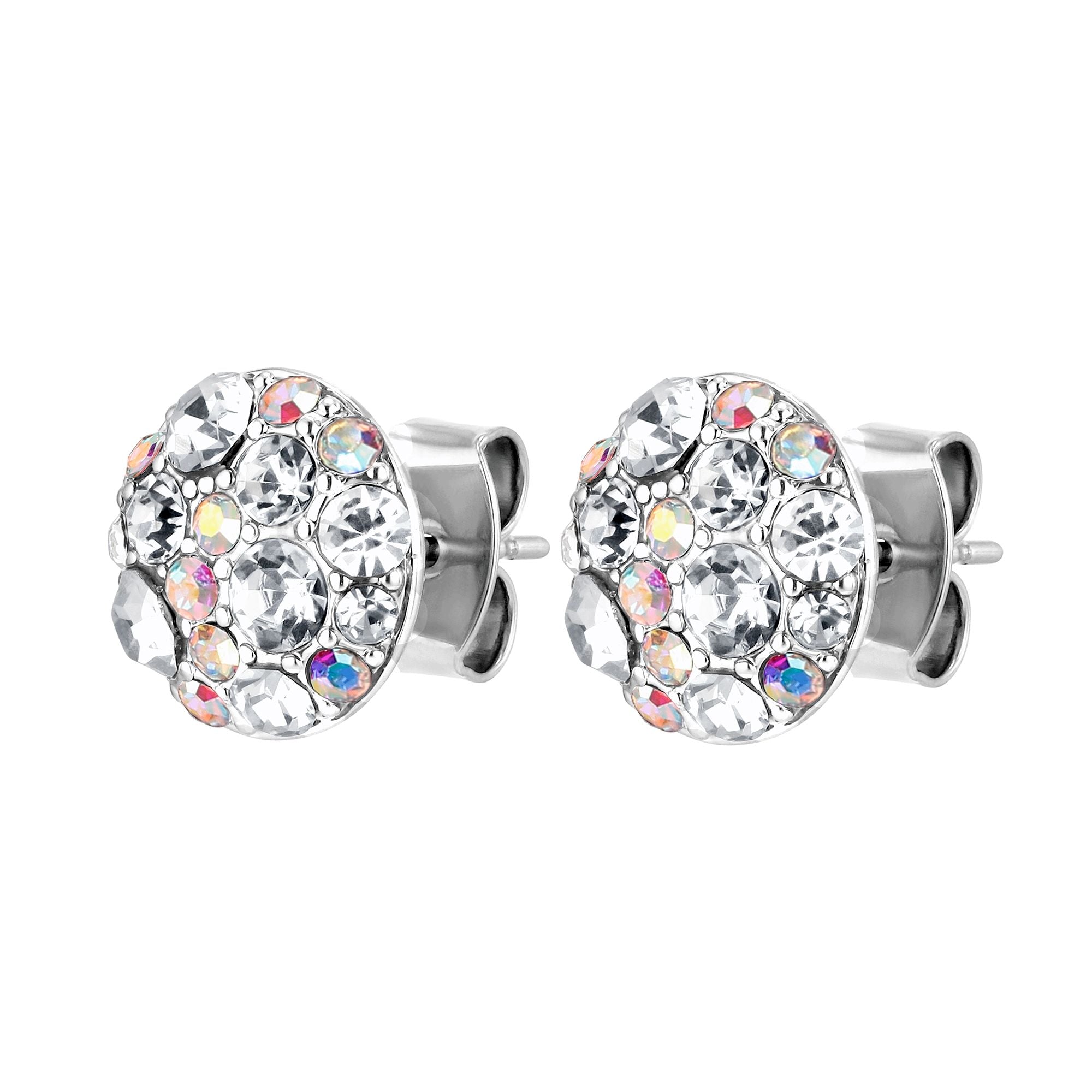 Blais Shiny Silver Earrings, Crystal Ab