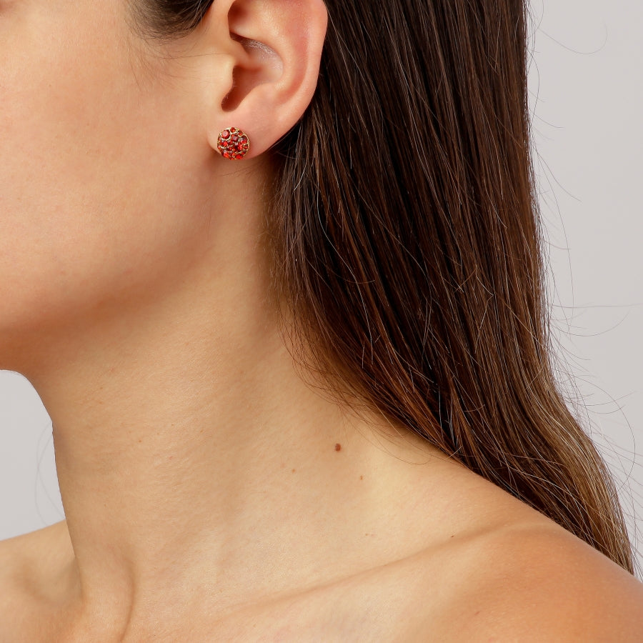 Blais Gold Earrings, Red Mix