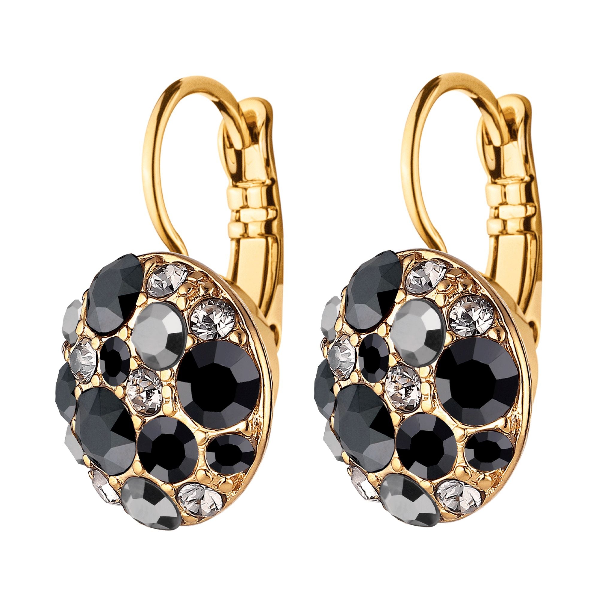 Blost Gold Earrings, Black Mix