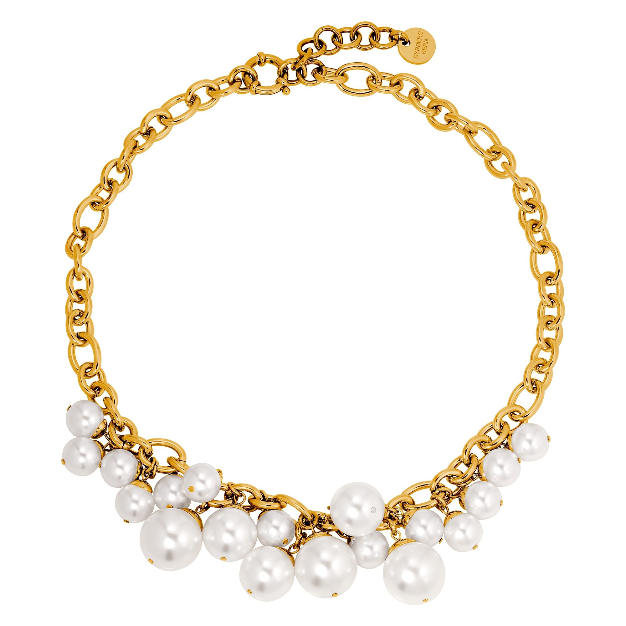 Chanelia Gold Necklace, White Pearl