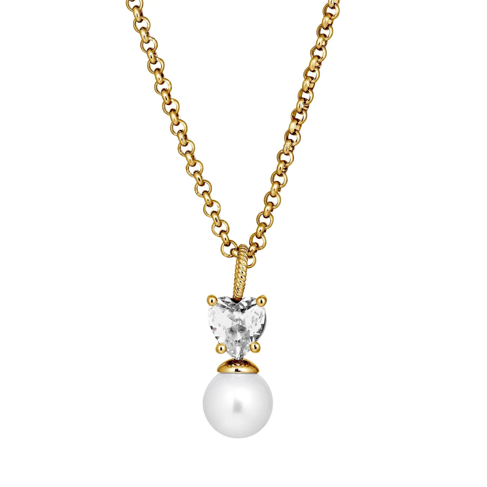 Colume Gold Necklace, Crystal / White Pearl Dyrberg/Kern NZ