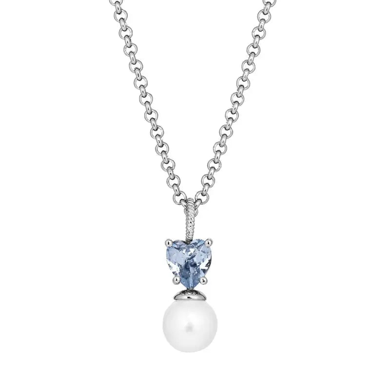 Colume Silver-tone Necklace, Light Blue / White Pearl Dyrberg/Kern NZ