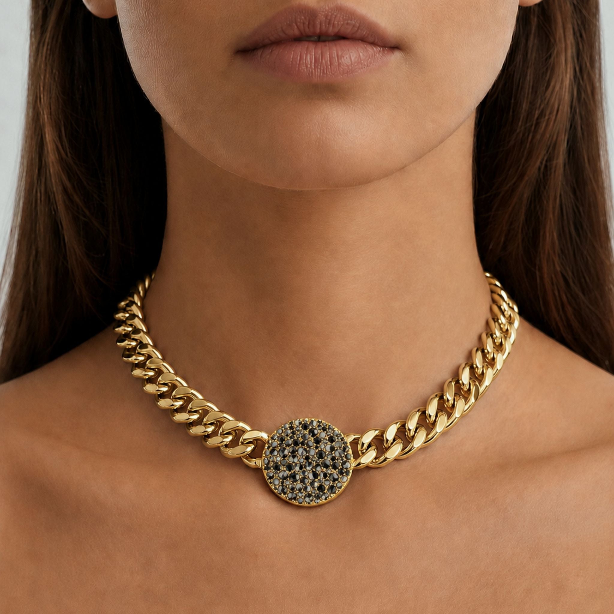 Cosma Gold Necklace - Black Mix