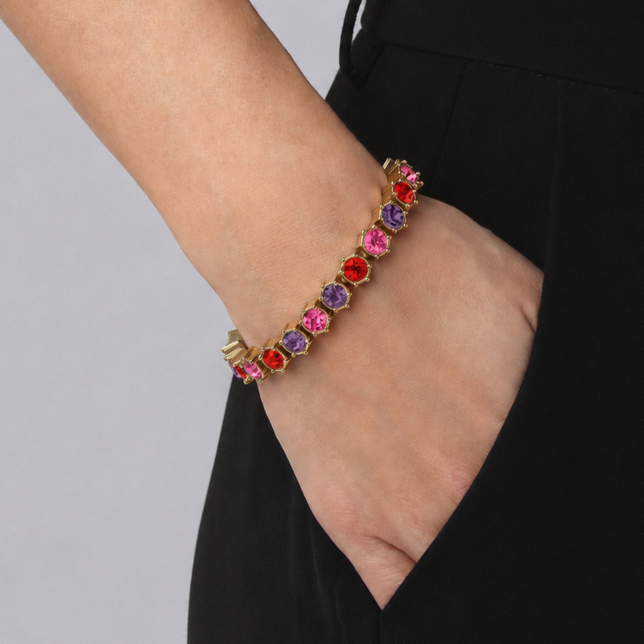 Courage Gold Tennis Bracelet - Red Pink Mix