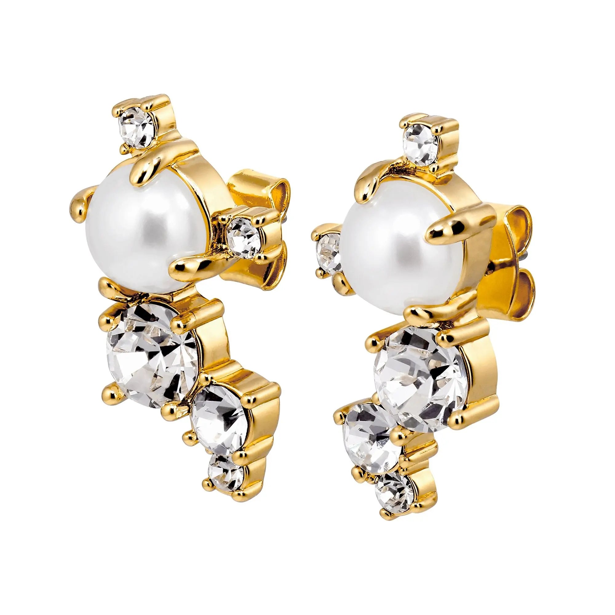 Faux pearl and clear crystal statement earrings