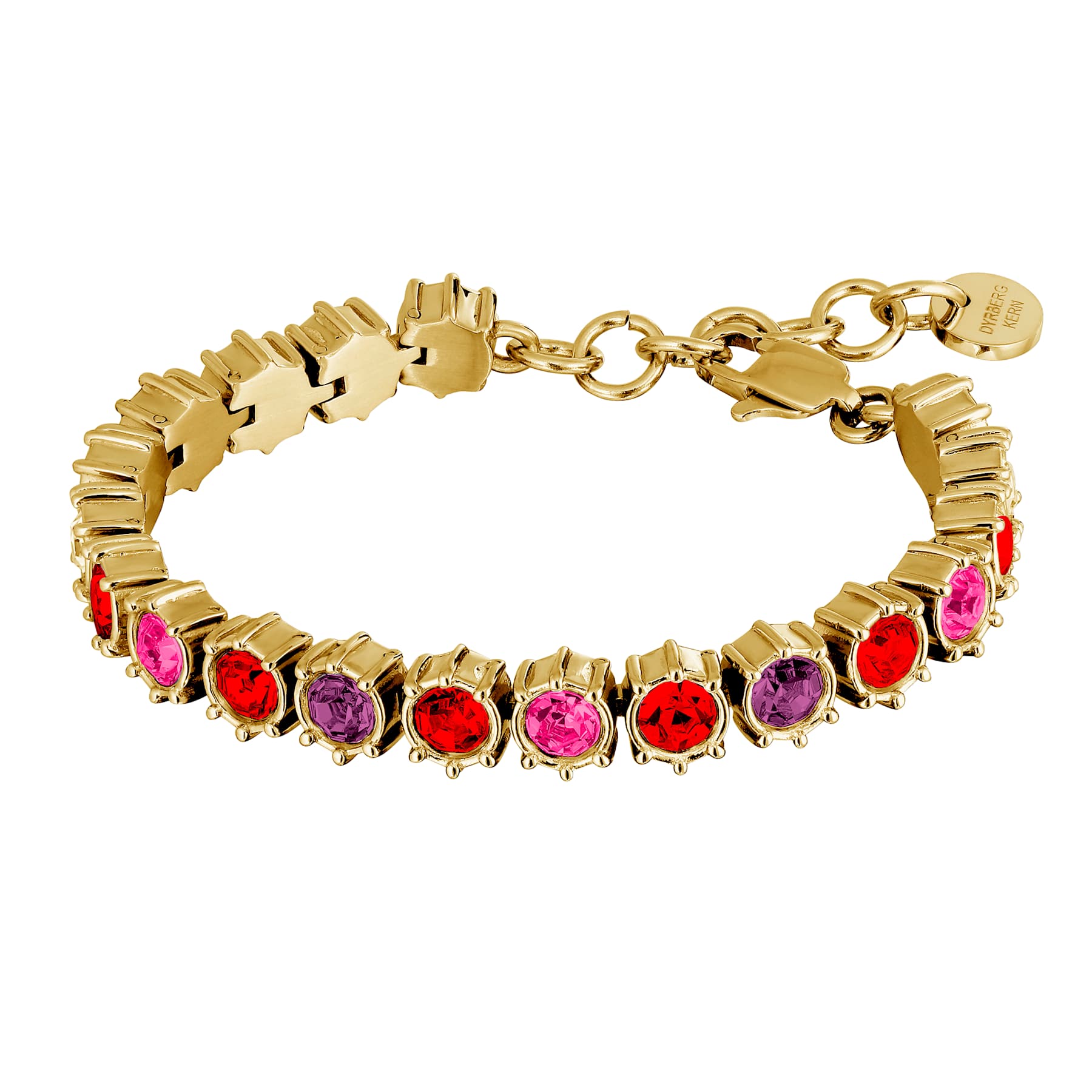 Courage Gold Tennis Bracelet - Red Pink Mix