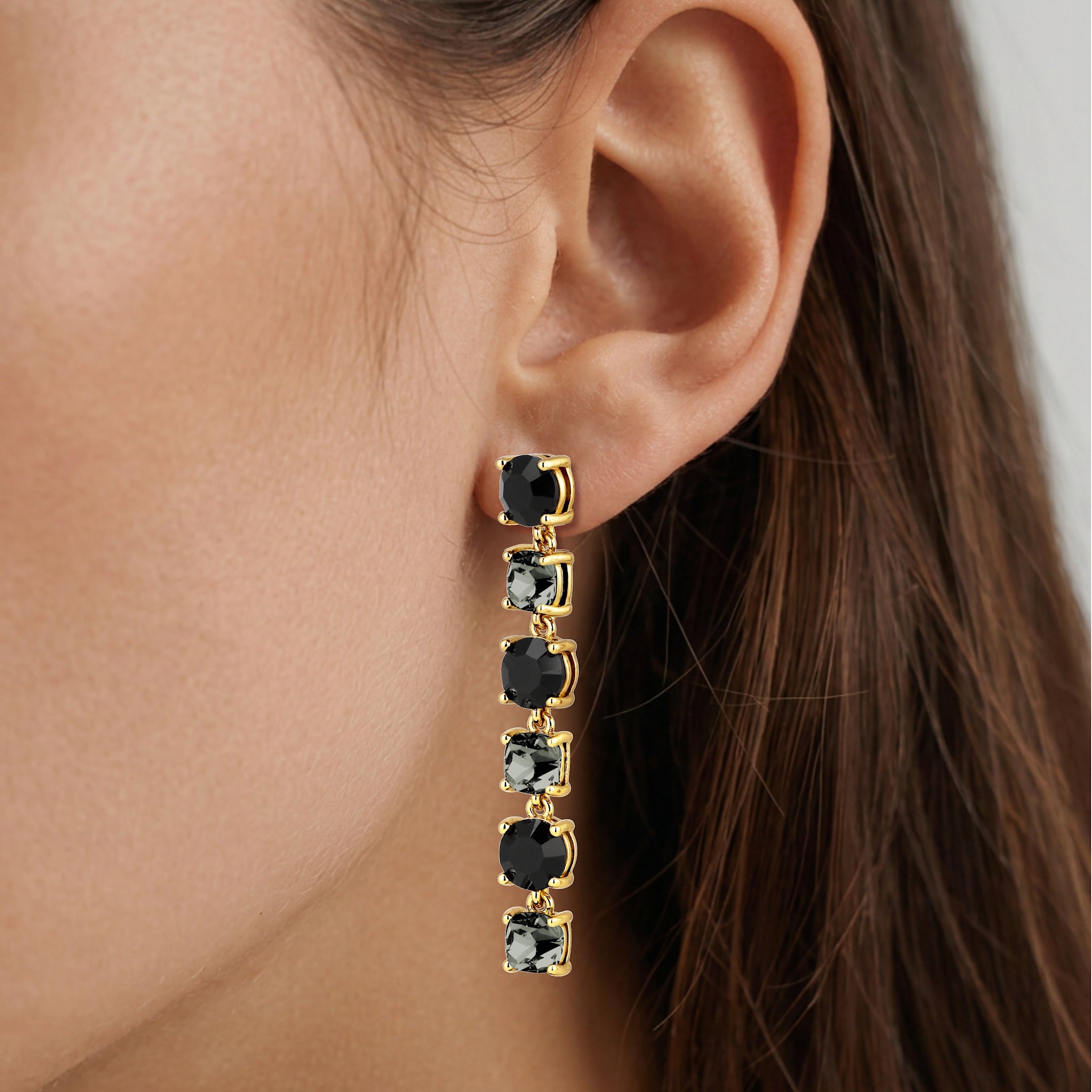 Echo Gold Earrings - Black Grey Mix