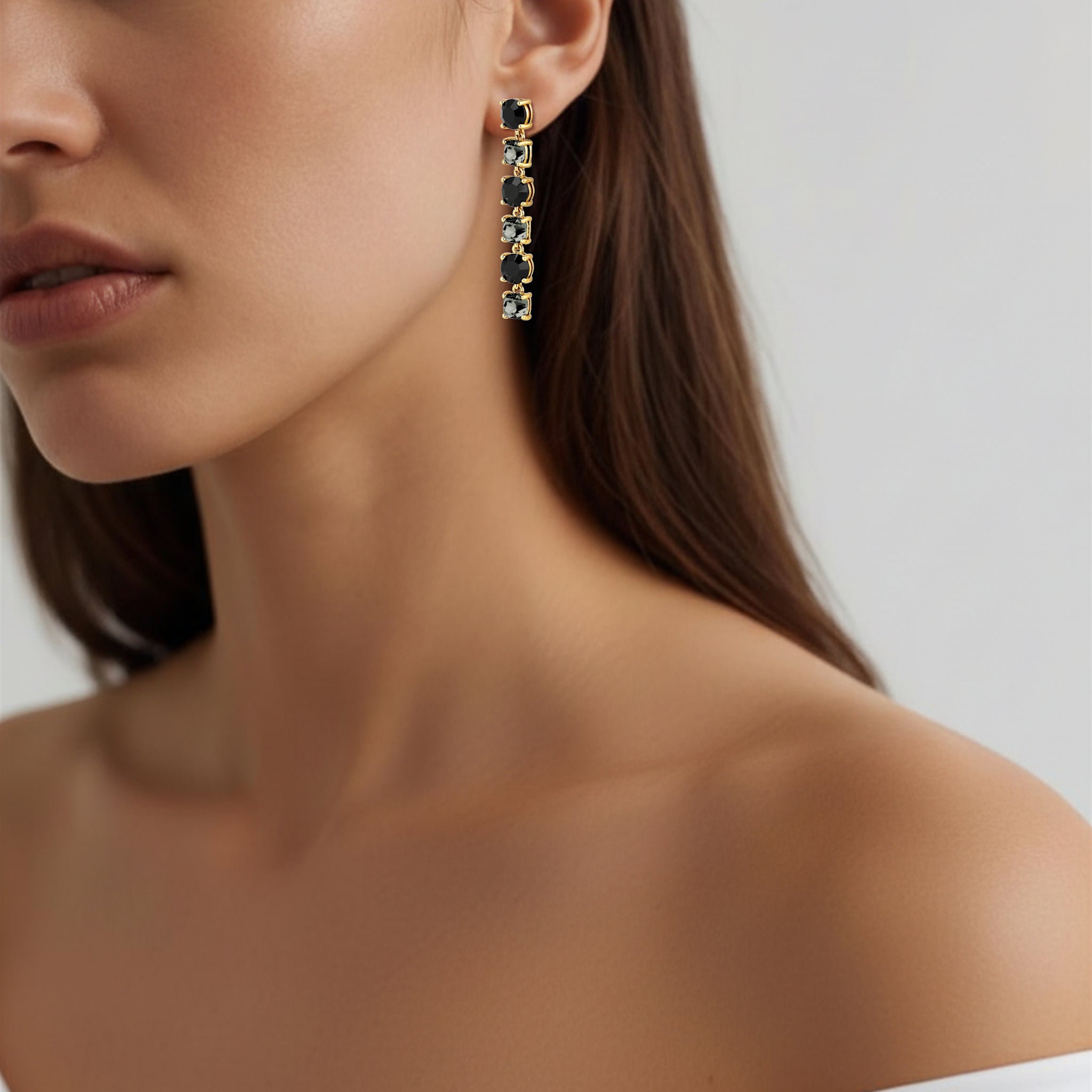 Echo Gold Earrings - Black Grey Mix