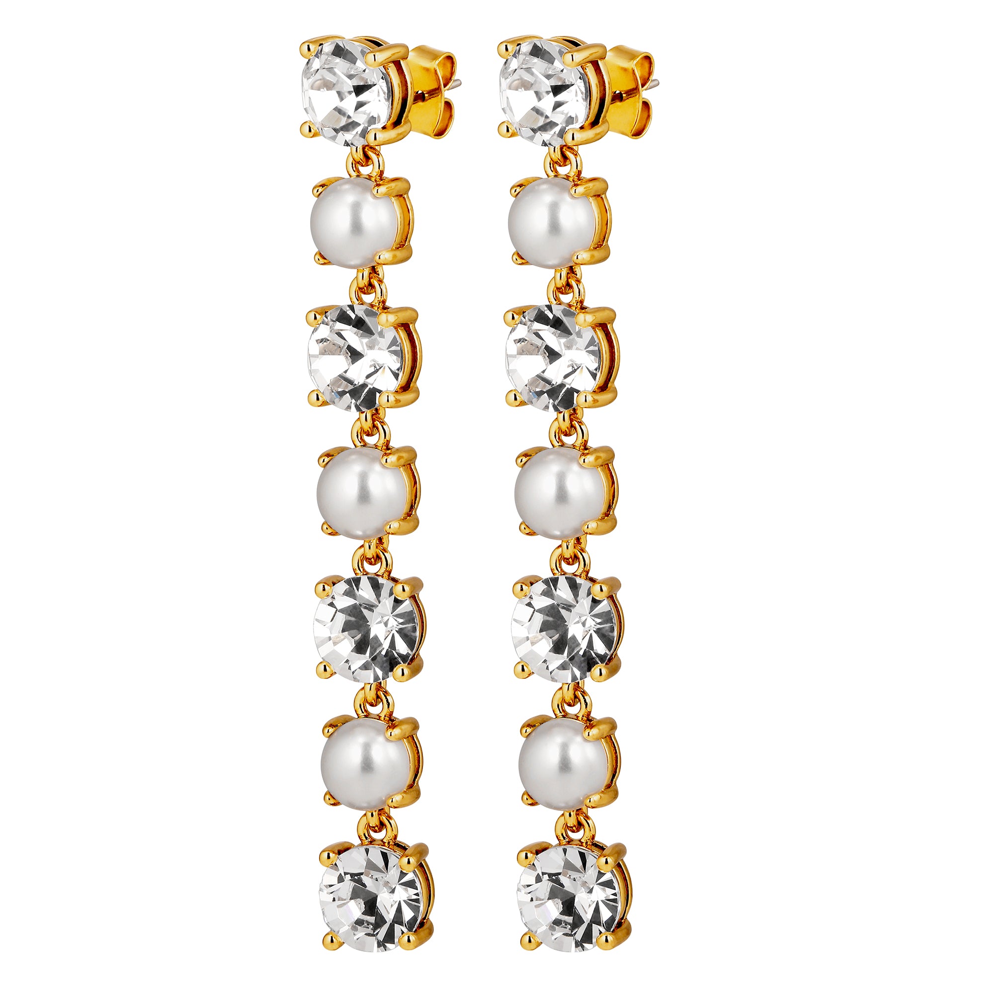 Echo Gold Earrings - Crystal / White Pearl