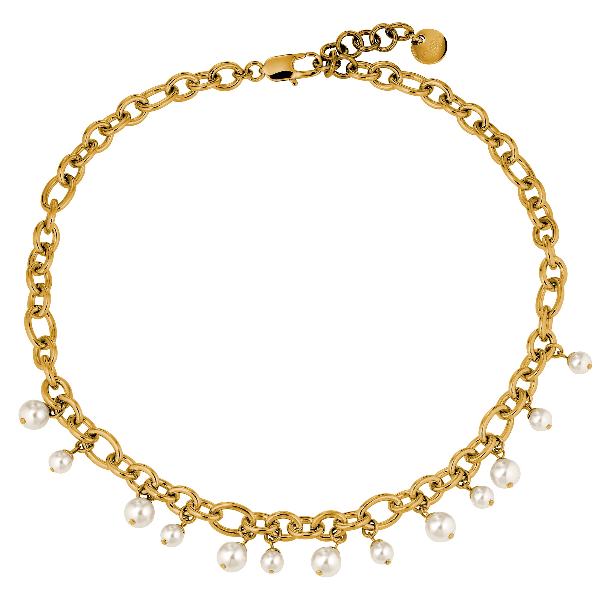 Elena Gold Necklace - White Pearl