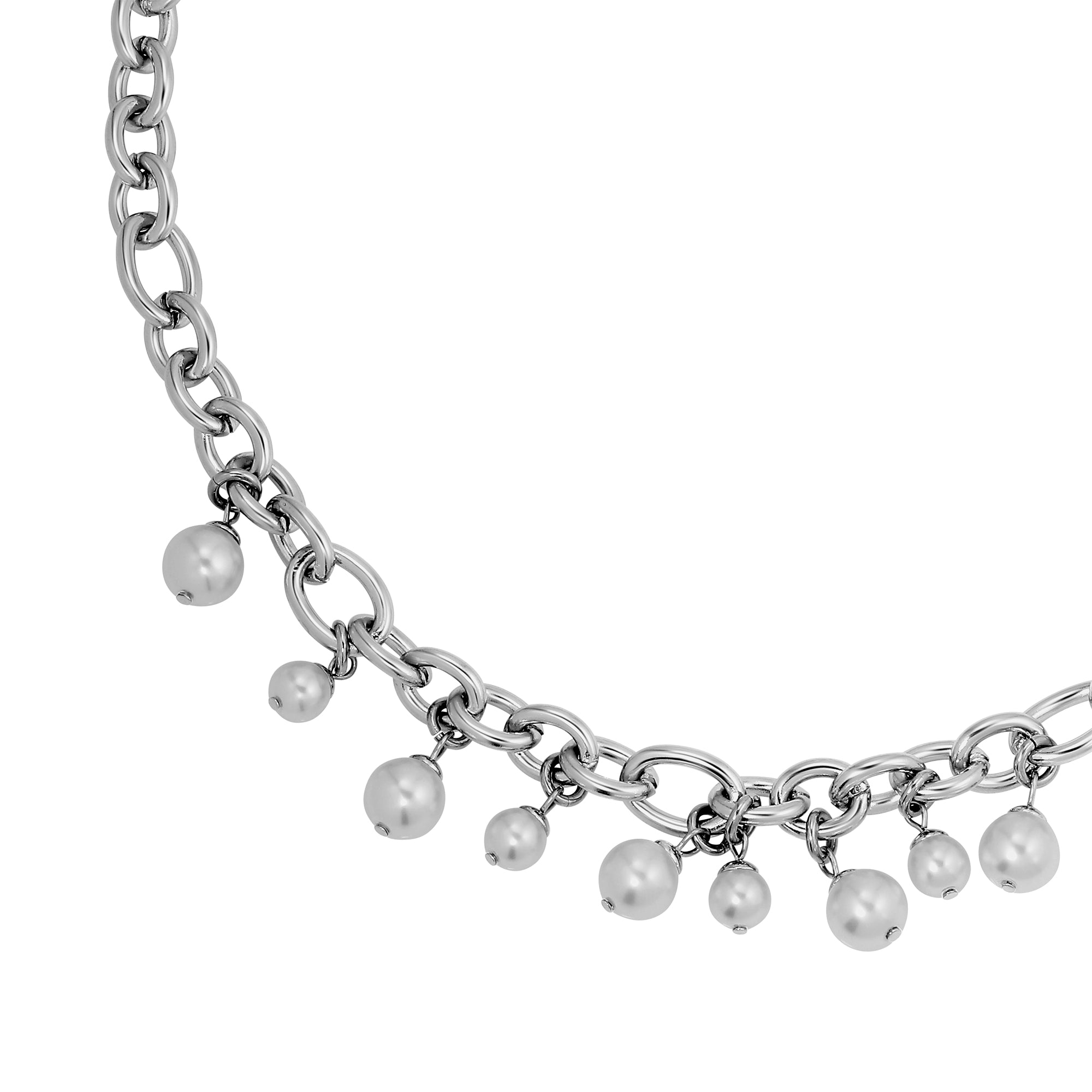 Elena Silver Necklace - White Pearl