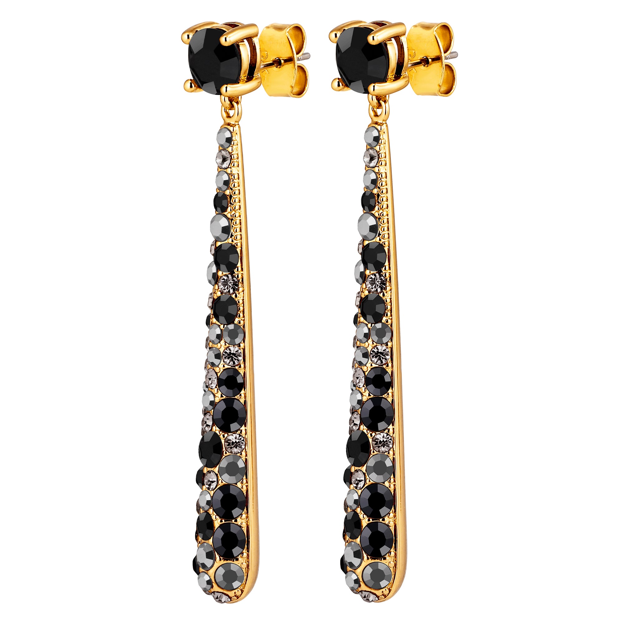 Elysia Gold Earrings - Black Mix