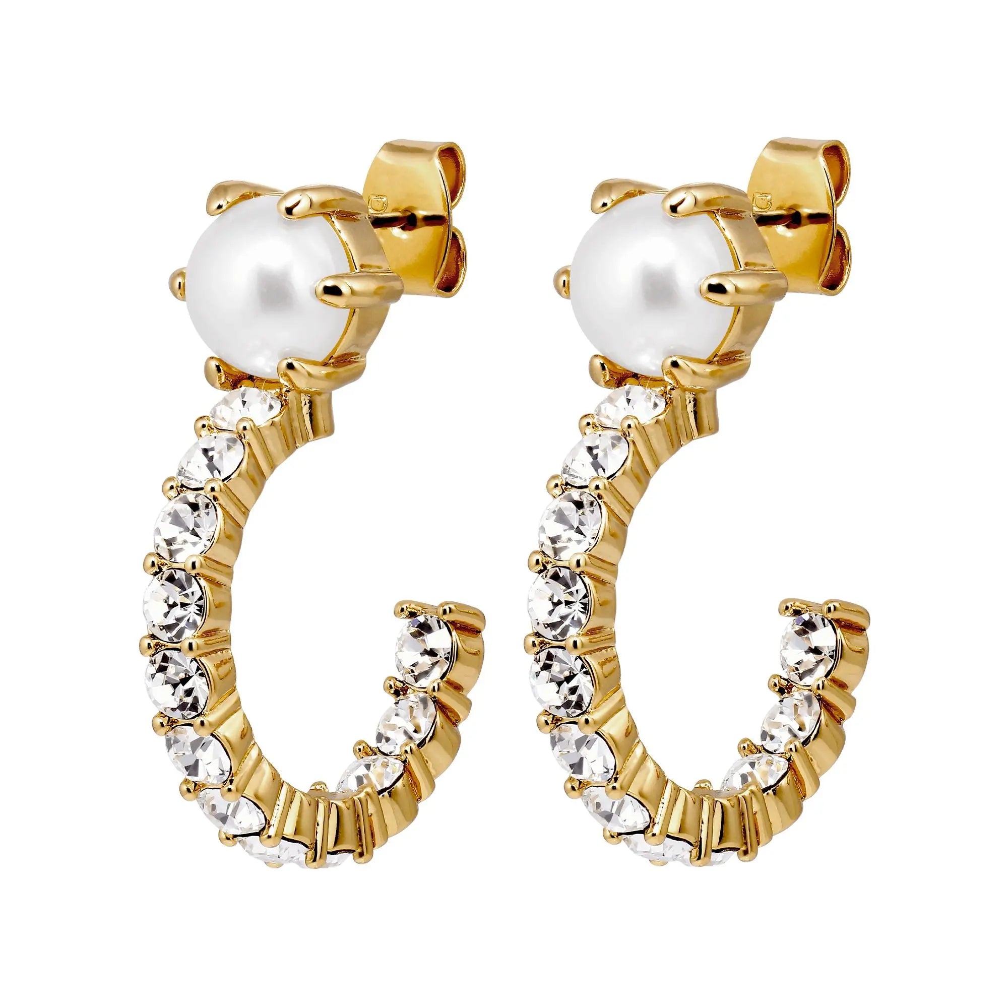 Hoop earrings with pearl and crystals