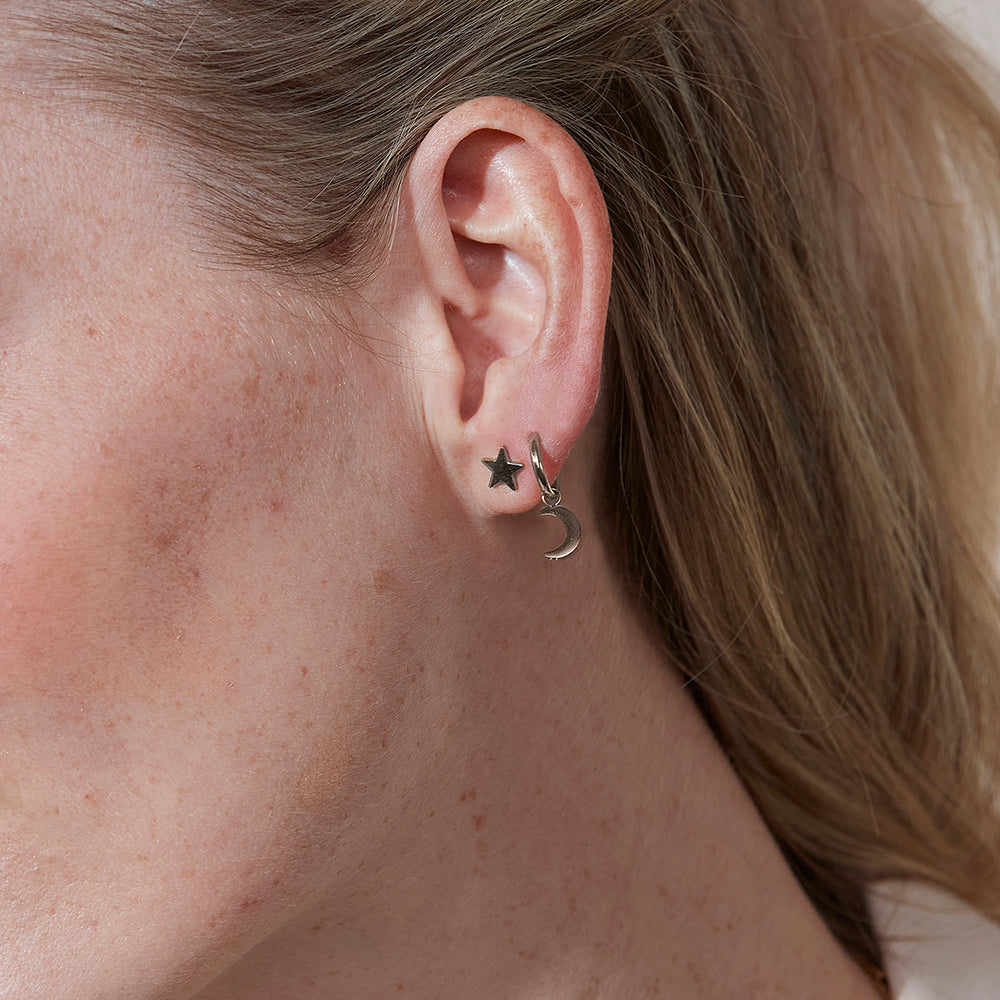Bright Night Silver Hoop Earrings