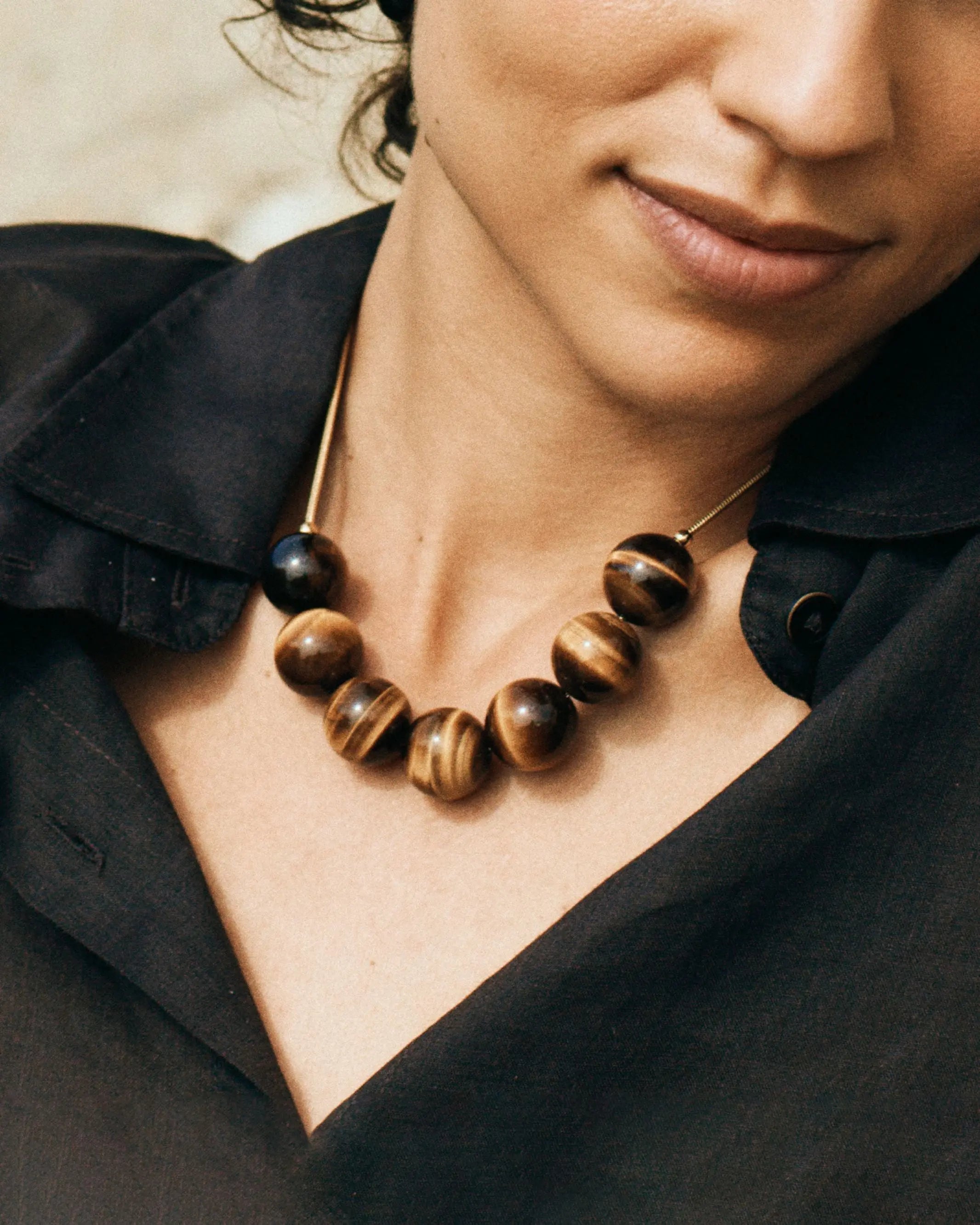 Aura Necklace Maxi Tiger Eye Gold Edblad