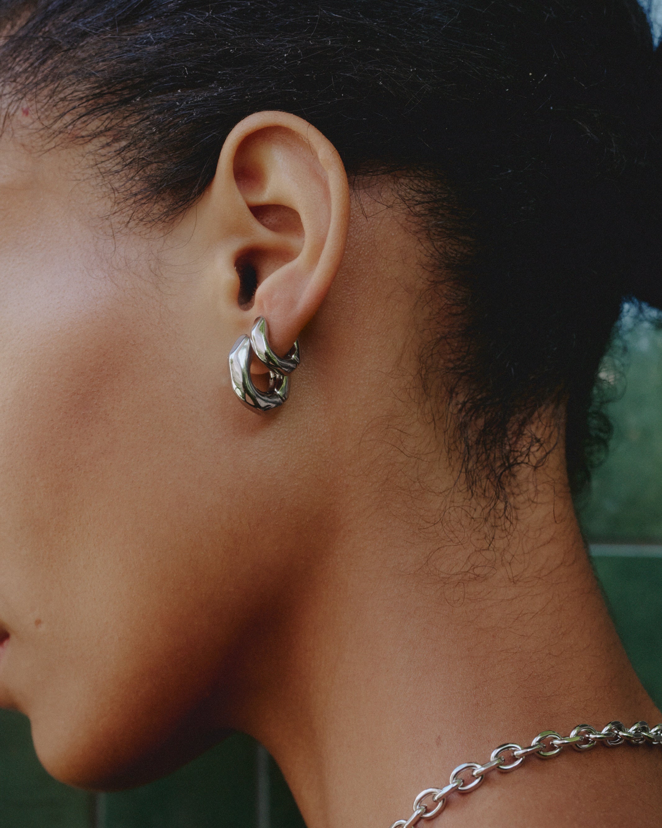 Crystalite Hoops L Silver
