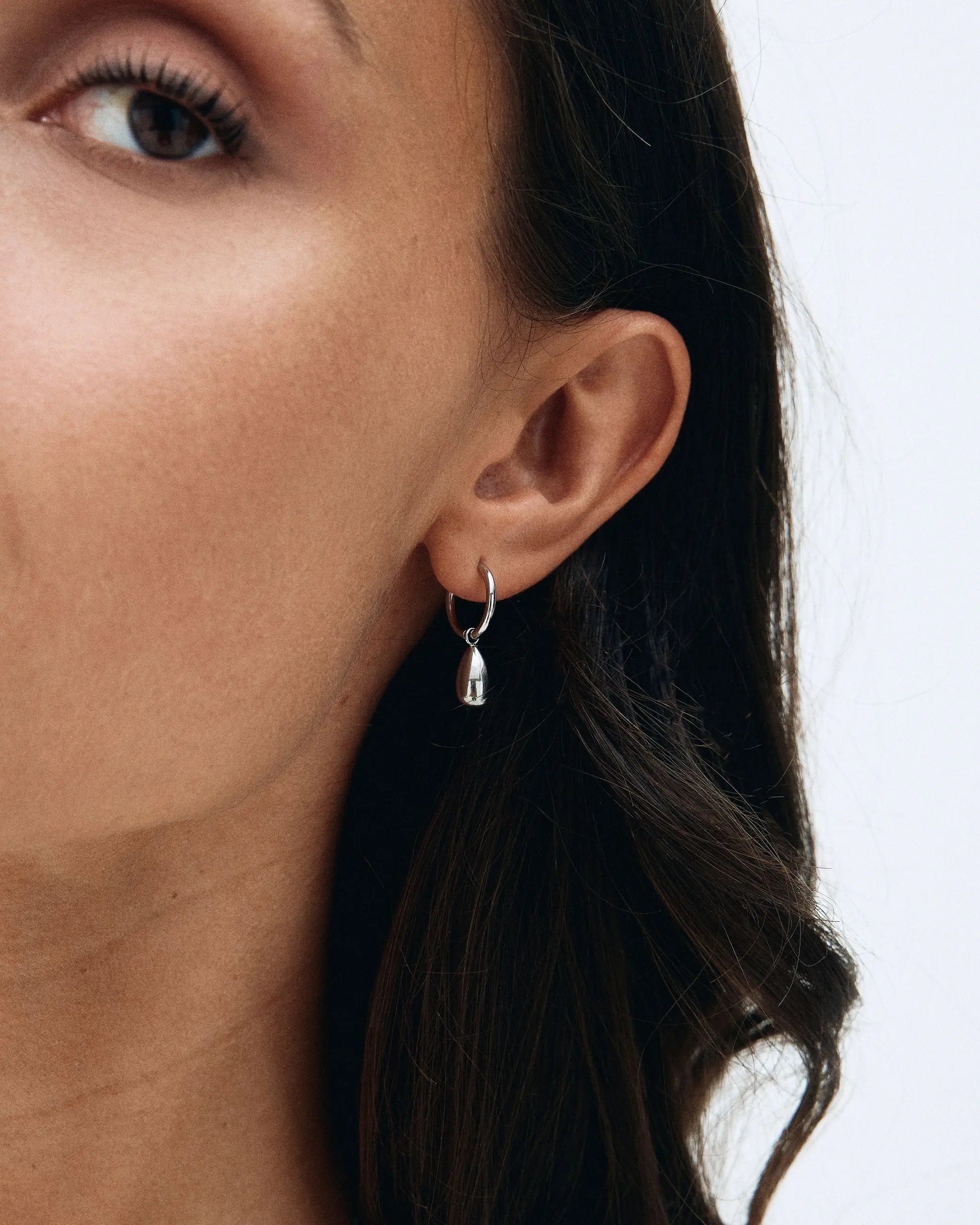 Drop Mini Hoop Earrings Silver Edblad