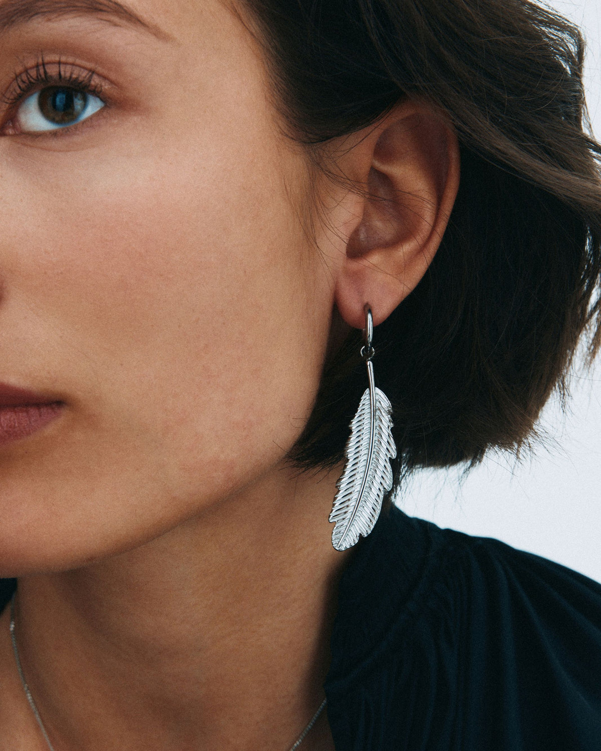 Feather Hoops L Silver